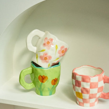 Beige Flower Mug