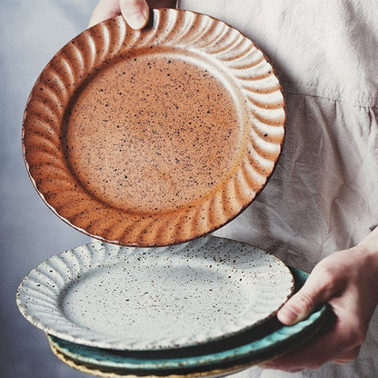 Ochre Leaves Round Plates