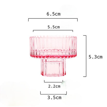 Pink Stripe Glass Candle Holder