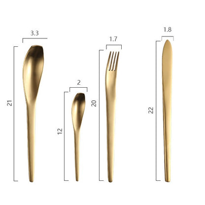 Oval Matte Gold Cutlery Set