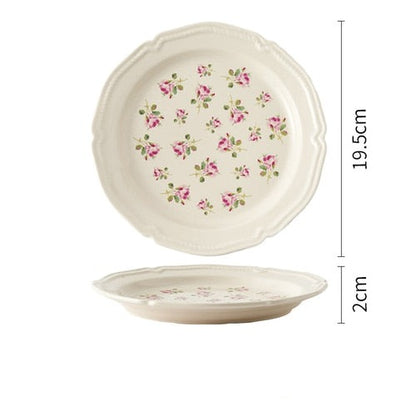 Cream Floral Pastoral Embossed Dinner Plates