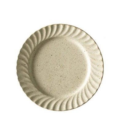 Cream Leaves Round Plates