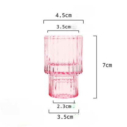 Pink Stripe Glass Candle Holder