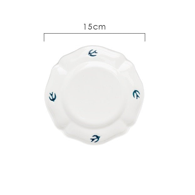 Blue White Bird Dinner Plates