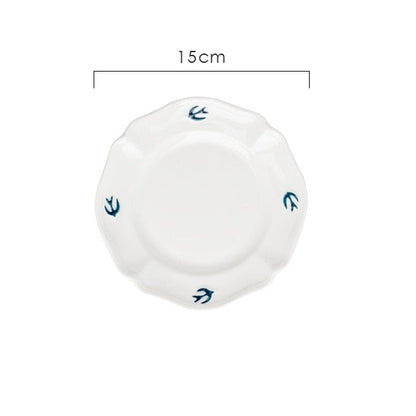 Blue White Bird Dinner Plates