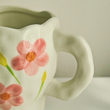 Beige Flower Mug