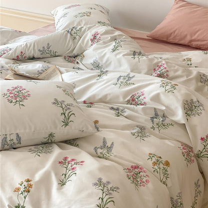 White Flower Pastoral Bedding Set