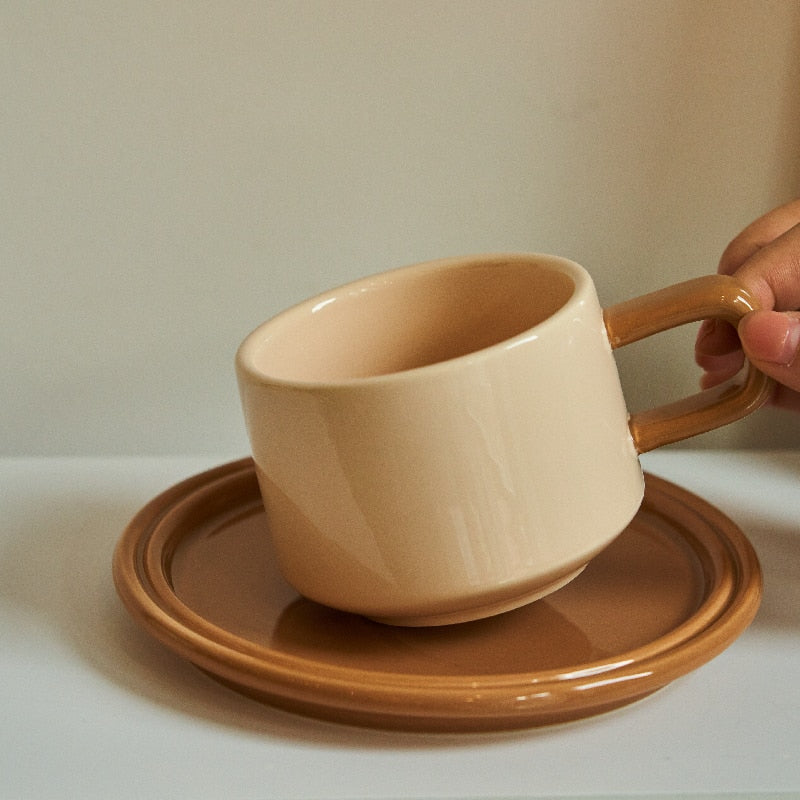 Peach Ceramic Mugs Set