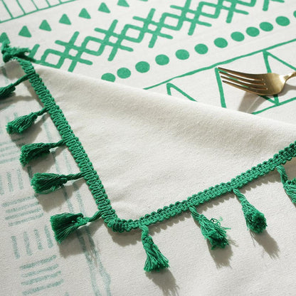 Green Tassel Tablecloth