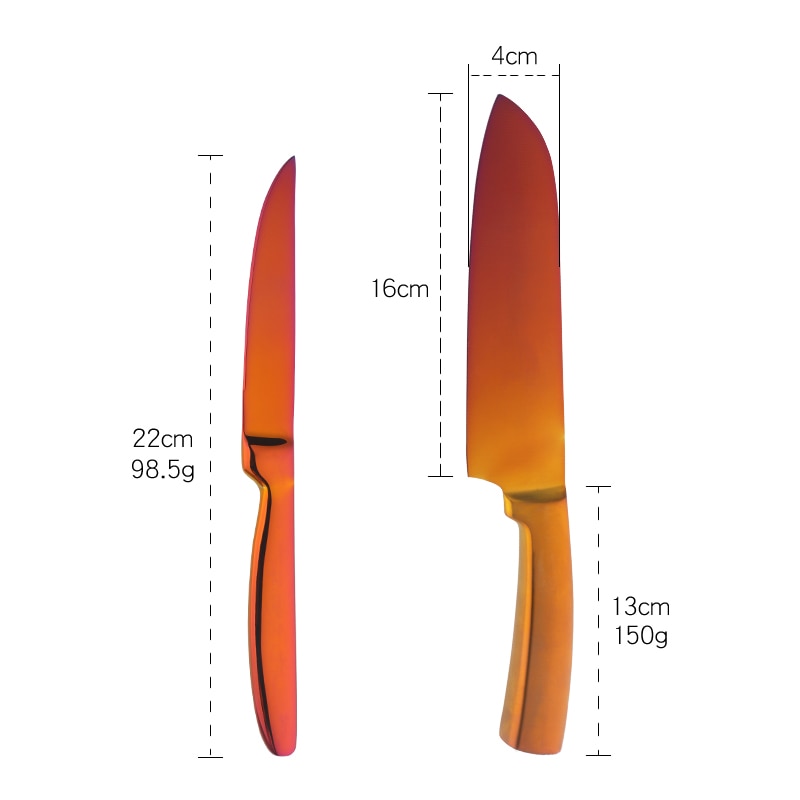 Red Kitchen Knives Set