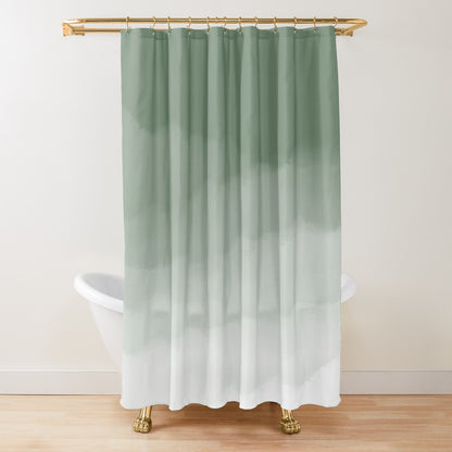 Tranquil Green Watercolor Shower Curtain