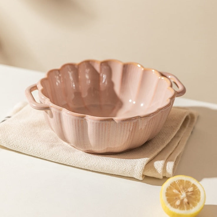 Pink Ceramic Bowls With Handle