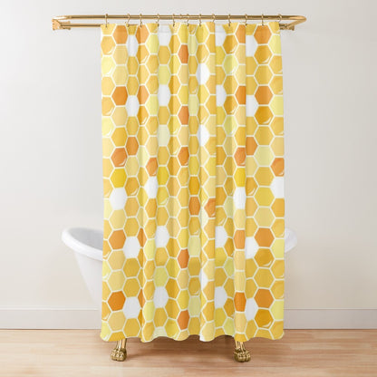 Yellow Honeycomb Shower Curtain