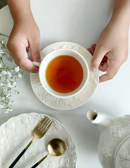 Rose Embossed Mug Plate Set