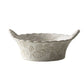 Cream Embossed Bowl with Handles