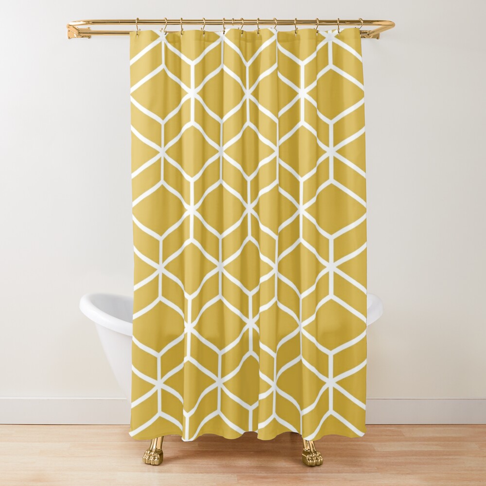 Gold White Shower Curtain