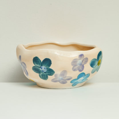Blue Flowers Ceramic Bowl