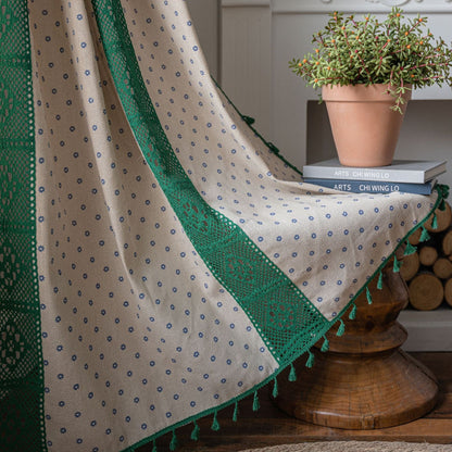 Green Floral Crochet Curtains