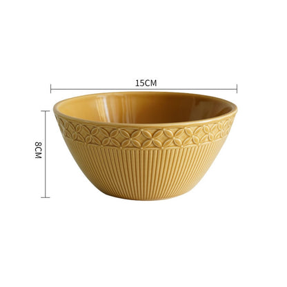 Mustard Yellow Knitted Ceramic Bowls