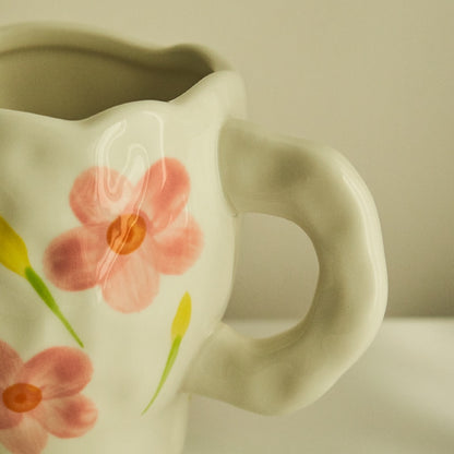 Set De Tazas De Flores Beige