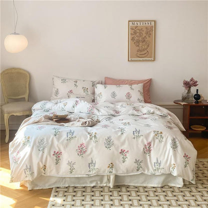 White Flower Pastoral Bedding Set