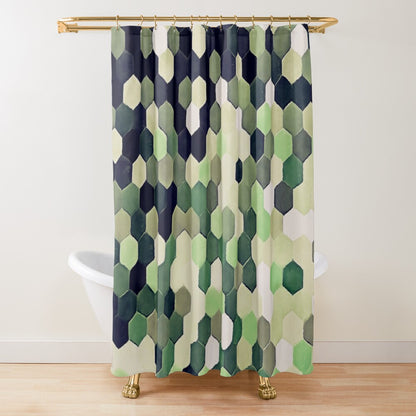 Green Hex Shower Curtain
