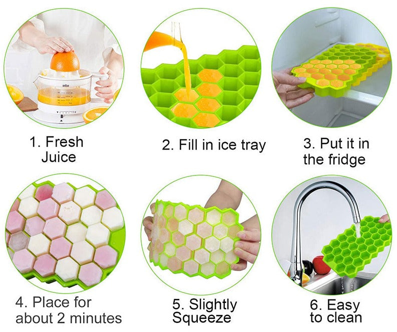 Honeycomb Ice Cube Tray Mold with Lid