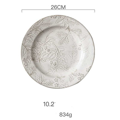 Cream Embossed Dinner Plates