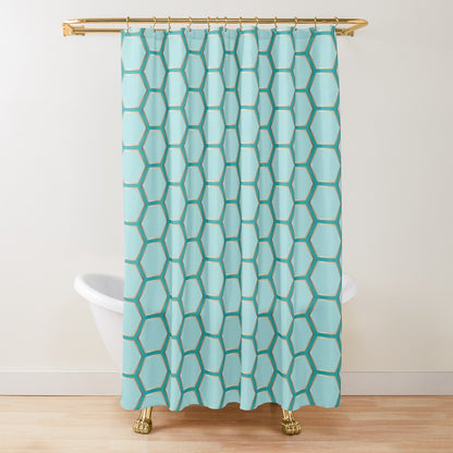 Blue Honeycomb Shower Curtain