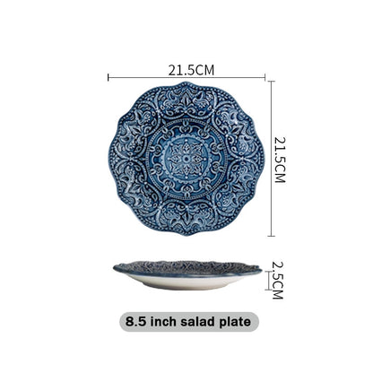 Blue Embossed Dinner Plates