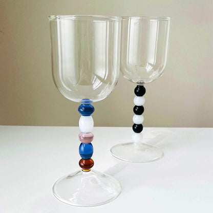 Blue Dot Glass Goblet