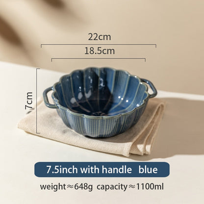 Blue Ceramic Bowls With Handle