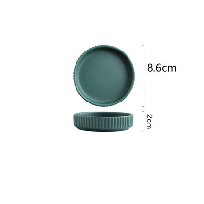 Green Stripe Round Dinner Plates