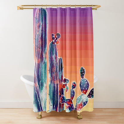 Cactus Watercolor Shower Curtain