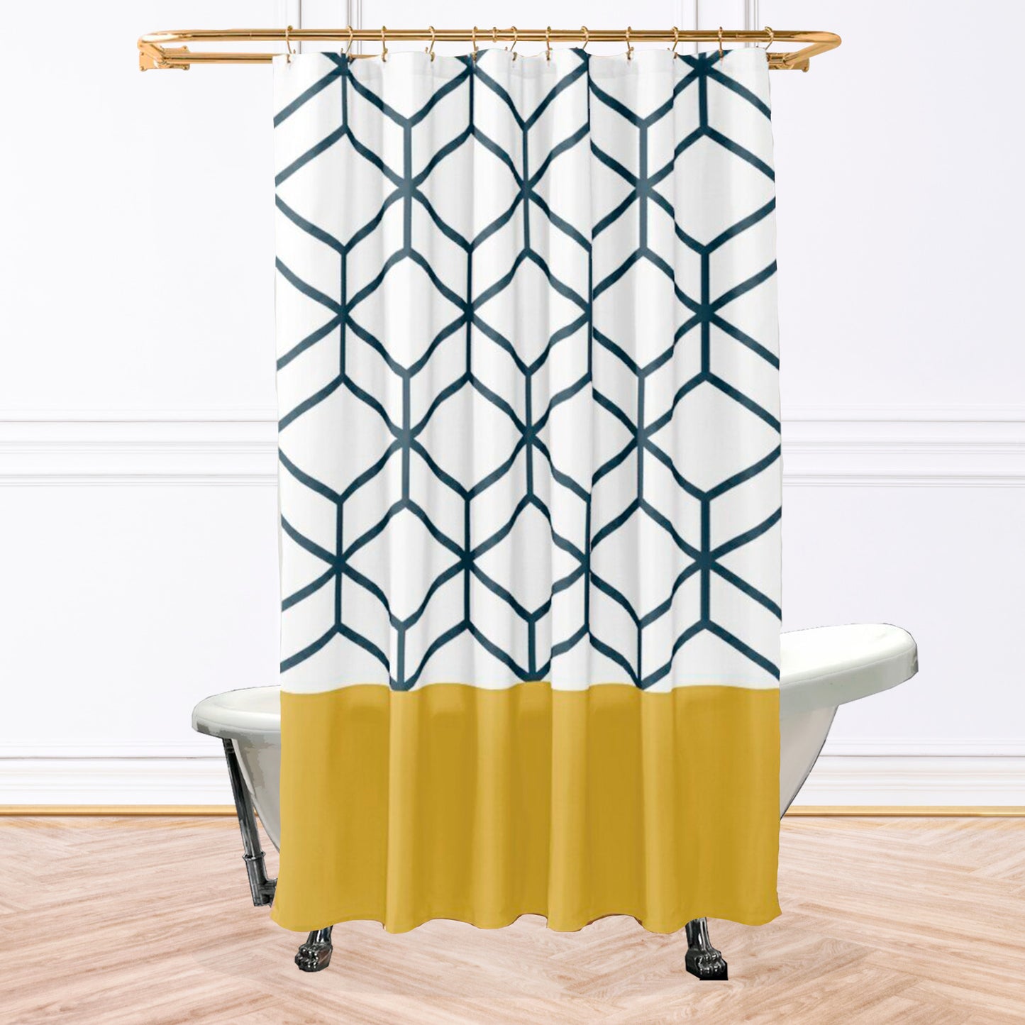 White Gold Hex Shower Curtain