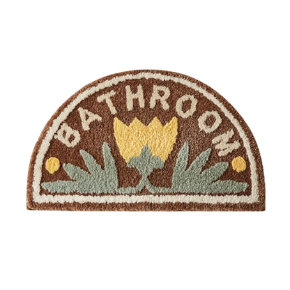 Bathroom Floral Brown Bath Mat