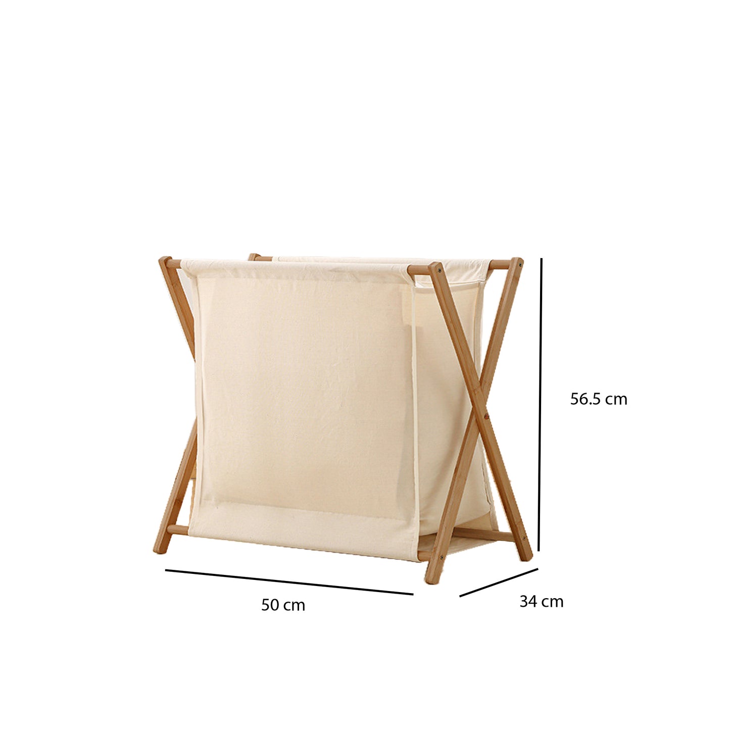 Beige Bamboo Laundry Basket