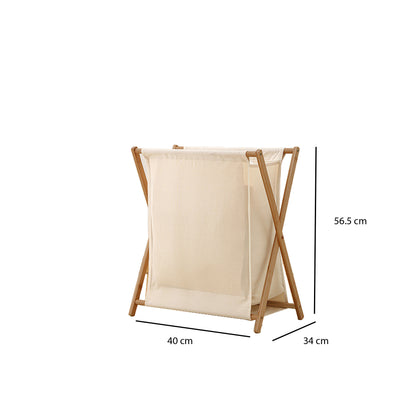 Beige Bamboo Laundry Basket