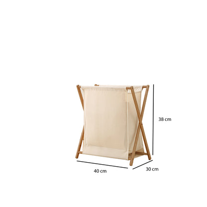 Beige Bamboo Laundry Basket