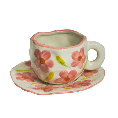 Beige Flower Mug Set