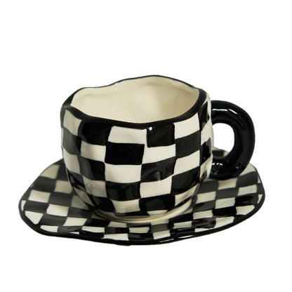 Black Plaid Mug Set