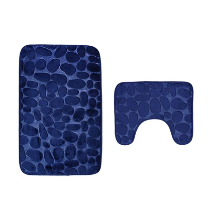 Blue Stone Bathroom Bath Mat Set