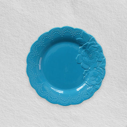 Blue Floral Embossed Plates