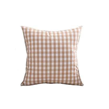 Caramel Coffee Check Plaid Cushion Cover