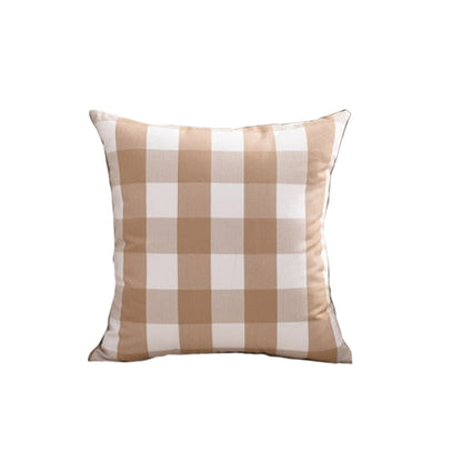 Caramel Coffee Gingham Plaid Cushion Cover