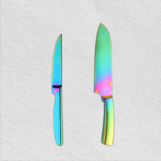 Blue Purple Kitchen Knives Set