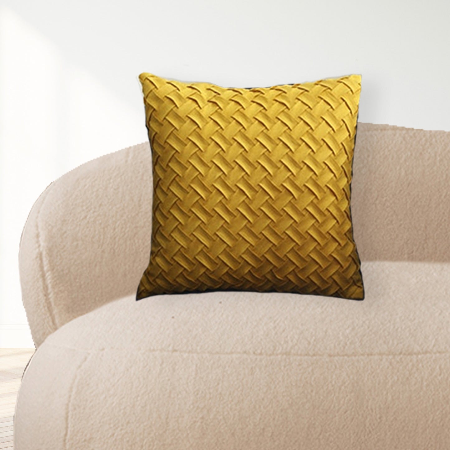 Yellow Woven Cushion Cover