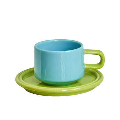 Комплект синьо-зелени керамични чаши