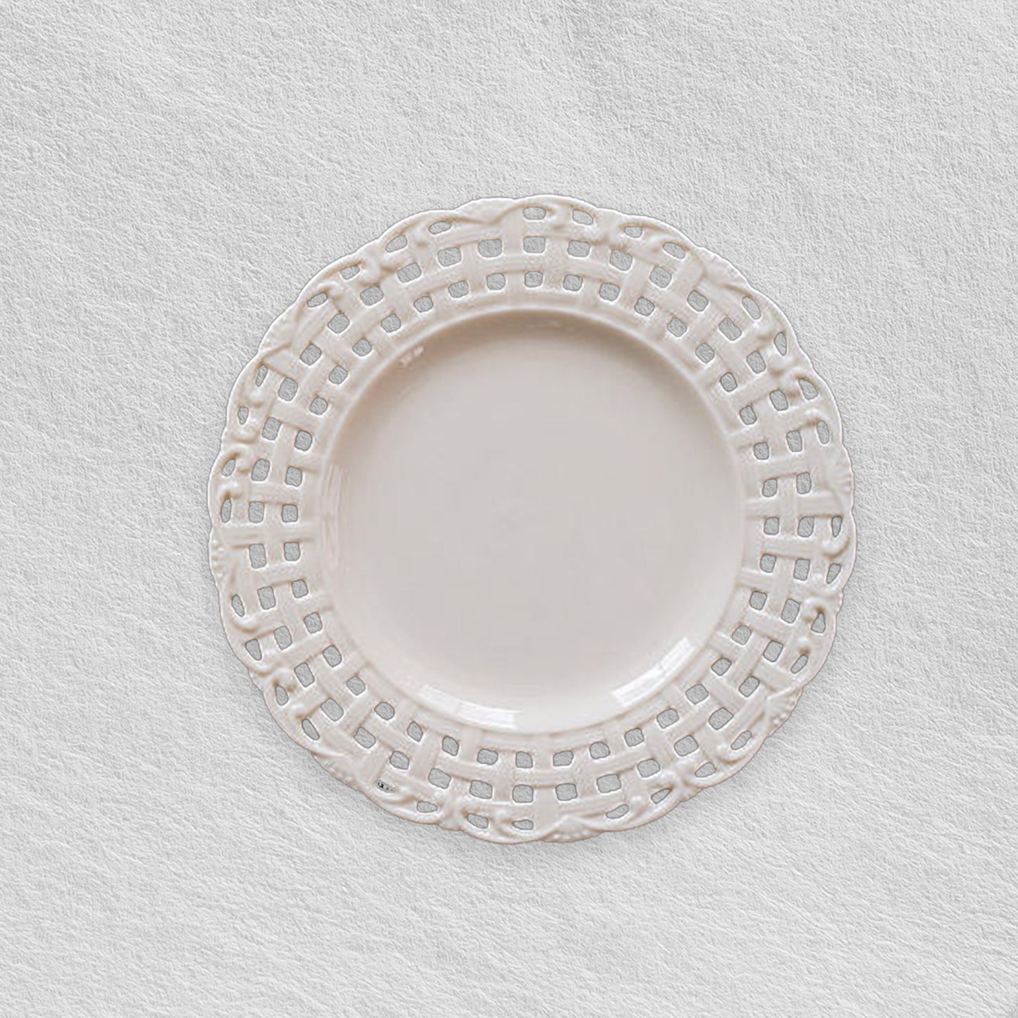 Cream Plaid Embossed Plates