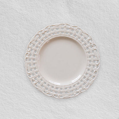 Cream Plaid Embossed Plates